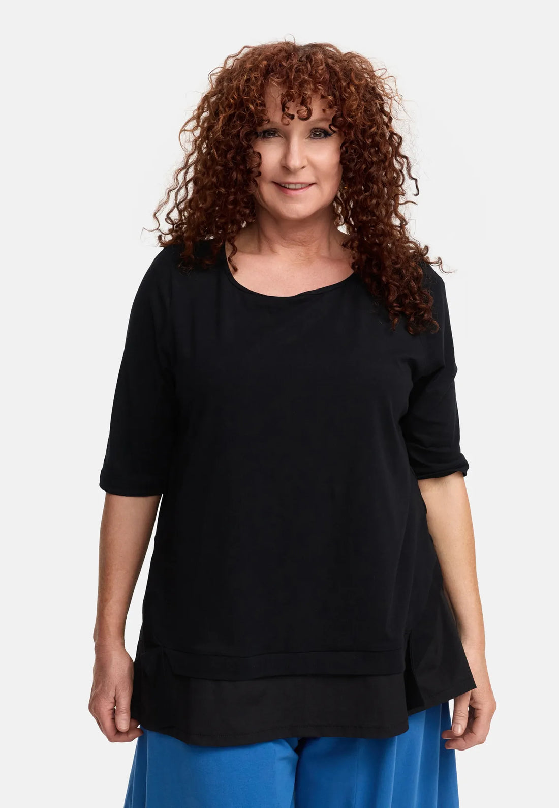  Do Your Best Shirt in gerader Form, aus Viskose, D934, Schwarz, Ausgefallen, Zeitlos