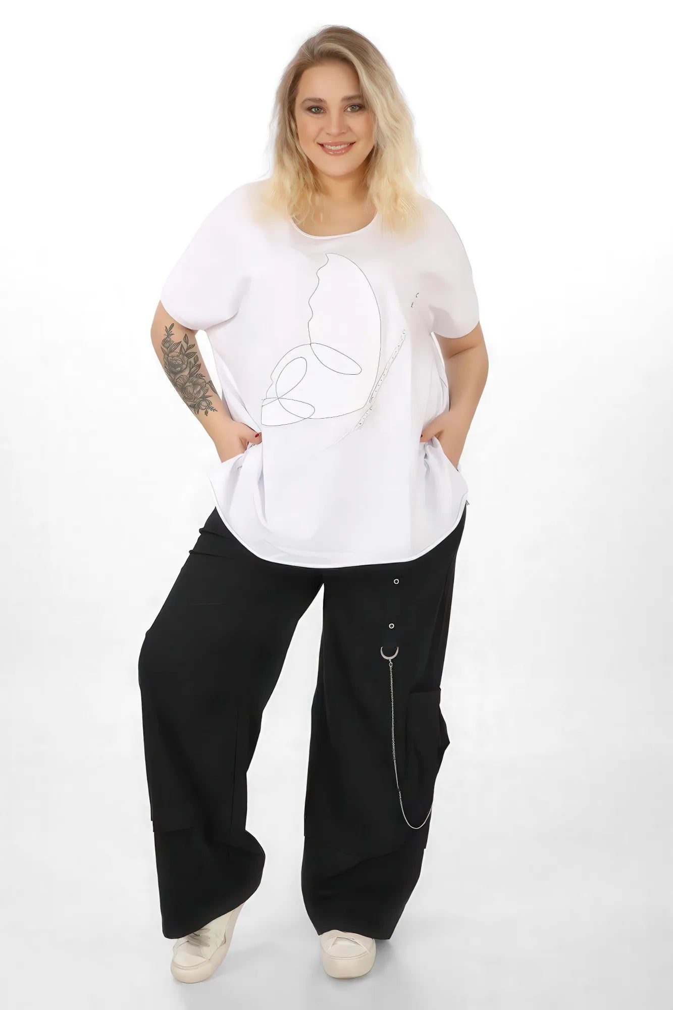  Oversized Shirt von Divas Planet aus Baumwolle, DP10148, Weiß, Schick, Modern, Bequem