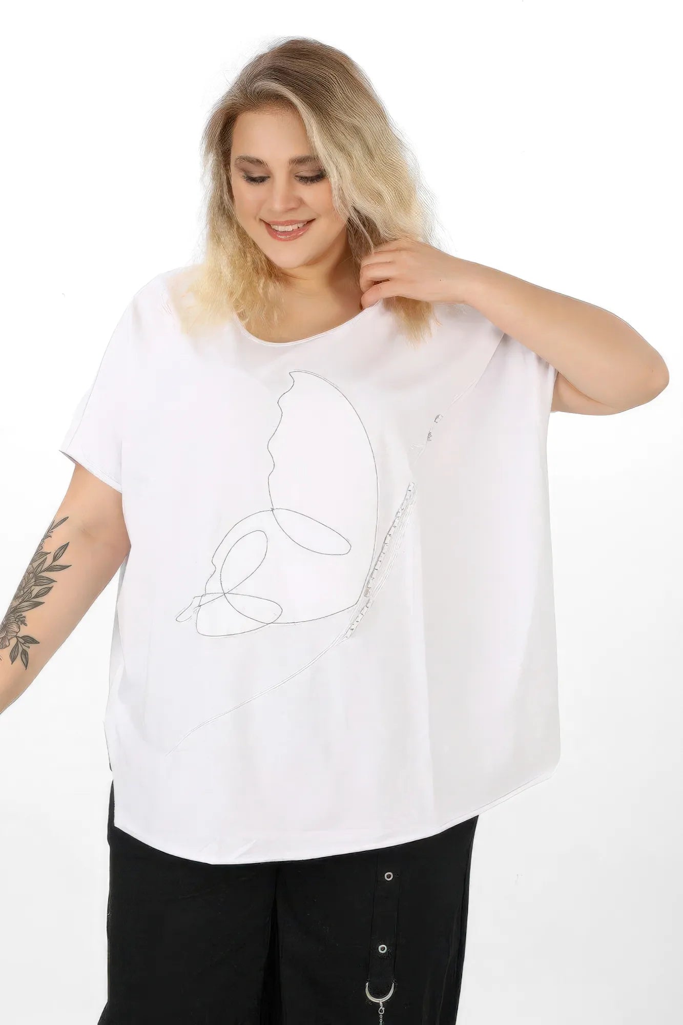  Oversized Shirt von Divas Planet aus Baumwolle, DP10148, Weiß, Schick, Modern, Bequem