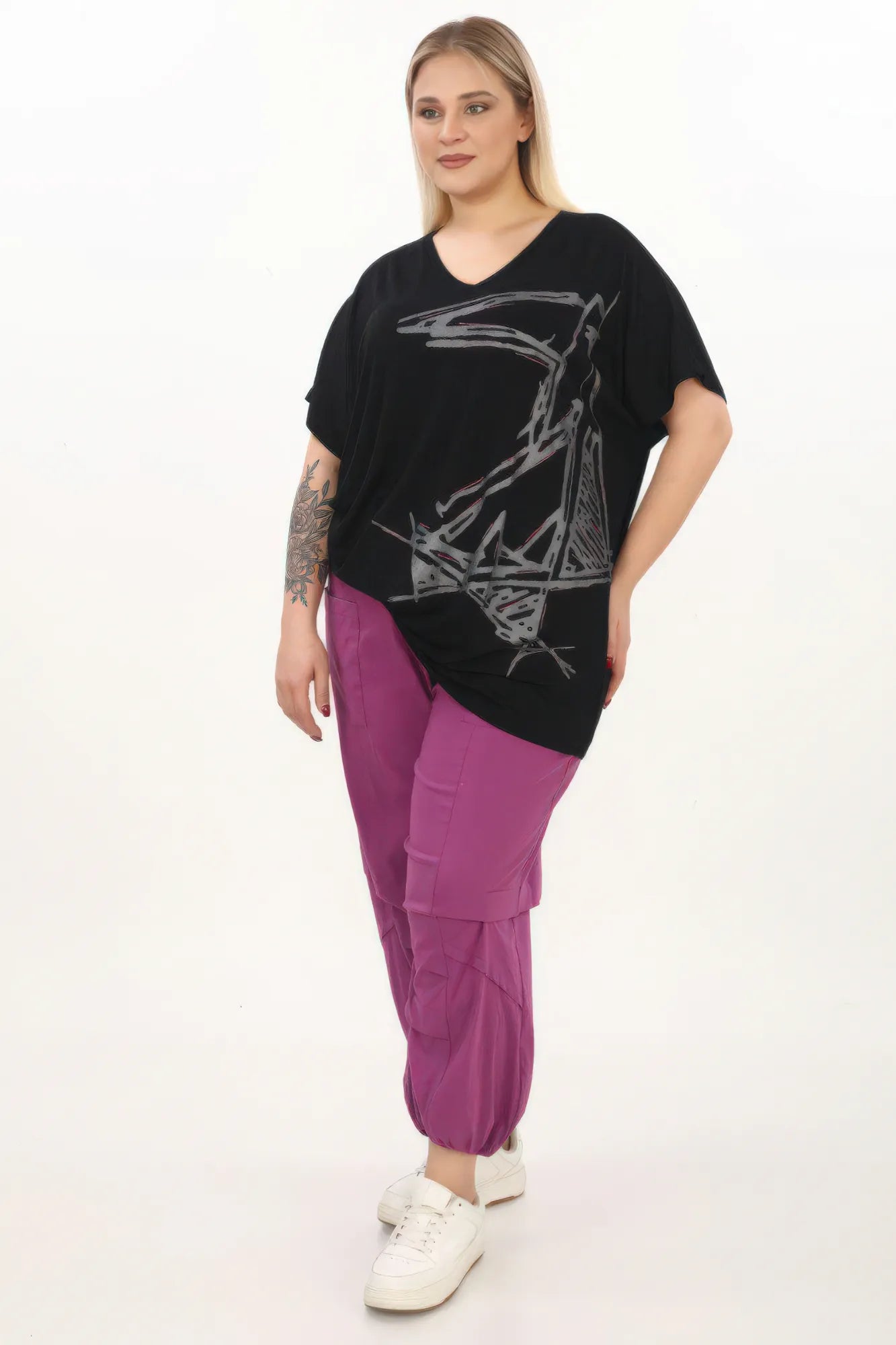  Weites Shirt von Divas Planet aus Viskose, DP10171, Schwarz, Schick, Modern, Bequem