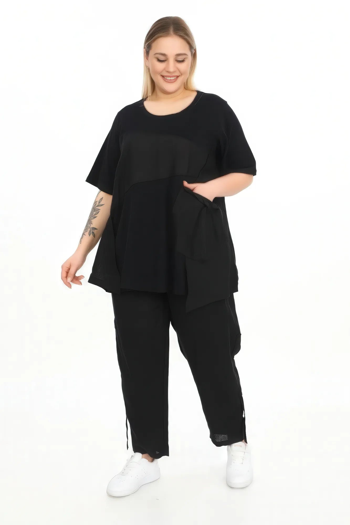  A-Form Shirt von Divas Planet aus Baumwolle, DP10185, Schwarz, Schick, Modern, Bequem