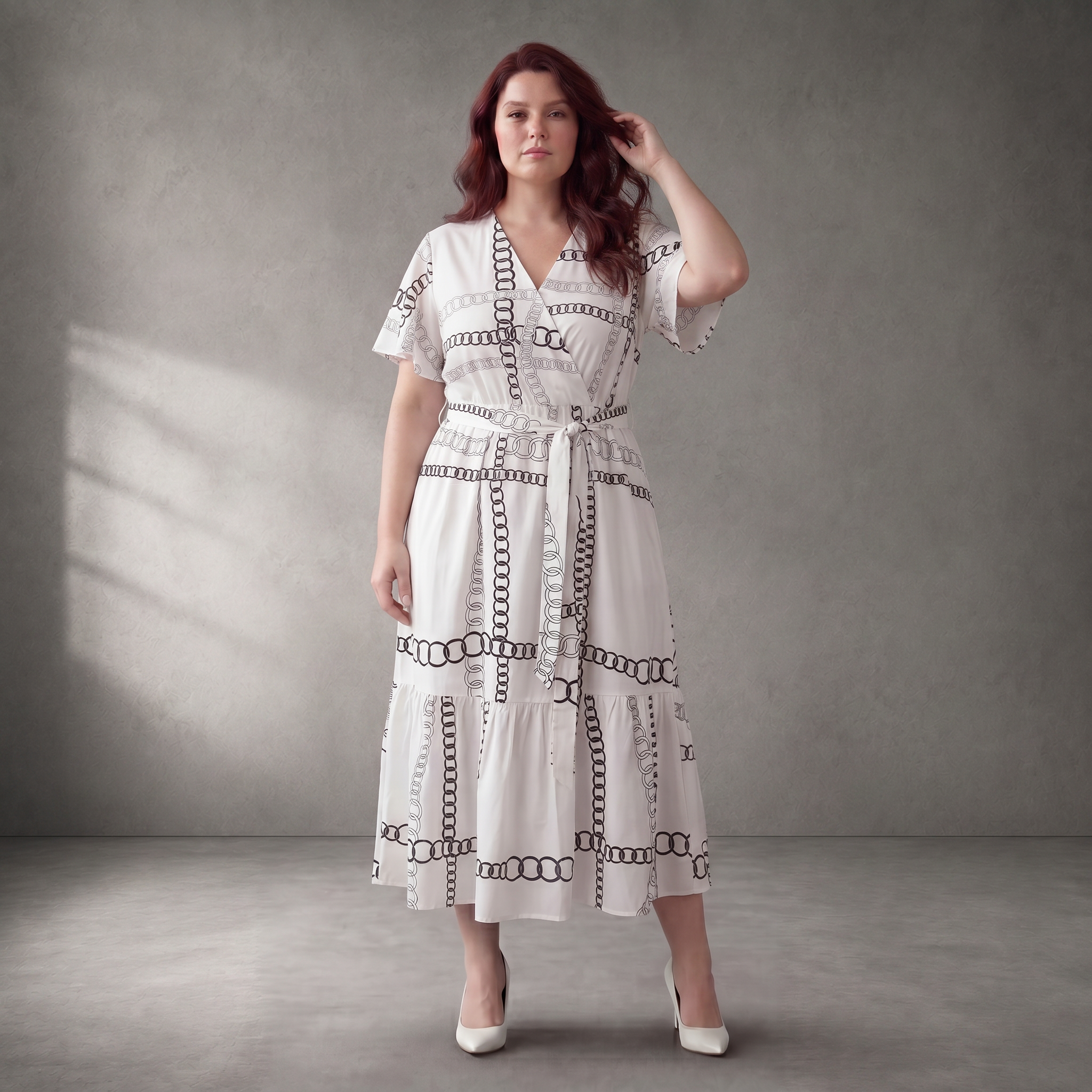 Zeitloses Weiß Schwarz Kleid in legerem Oversize Lagenlook mit A Linie und V Ausschnitt