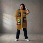 Gelb leuchtendes Netzshirt im Lagenlook Oversize leger und ausgefallen mit Tuelldetails