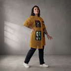 Gelb leuchtendes Netzshirt im Lagenlook Oversize leger und ausgefallen mit Tuelldetails