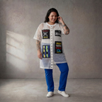 Leichtes weißes Netzshirt im Lagenlook Oversize leger ausgefallen mit Taschen luftig fein