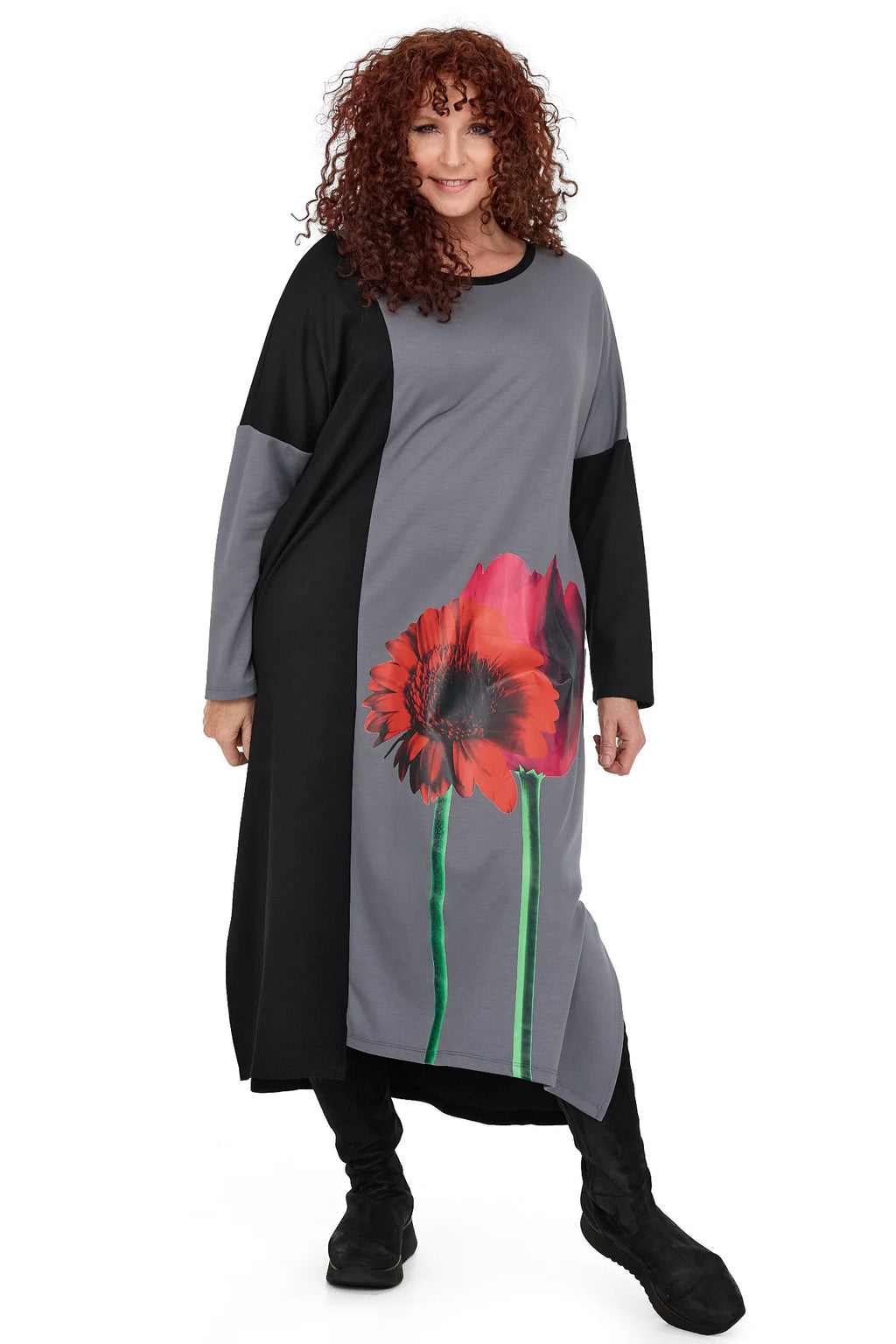  A-Form Kleid von Frenzi aus Viskose, F1007, Schwarz, Schick, Modern, Bequem