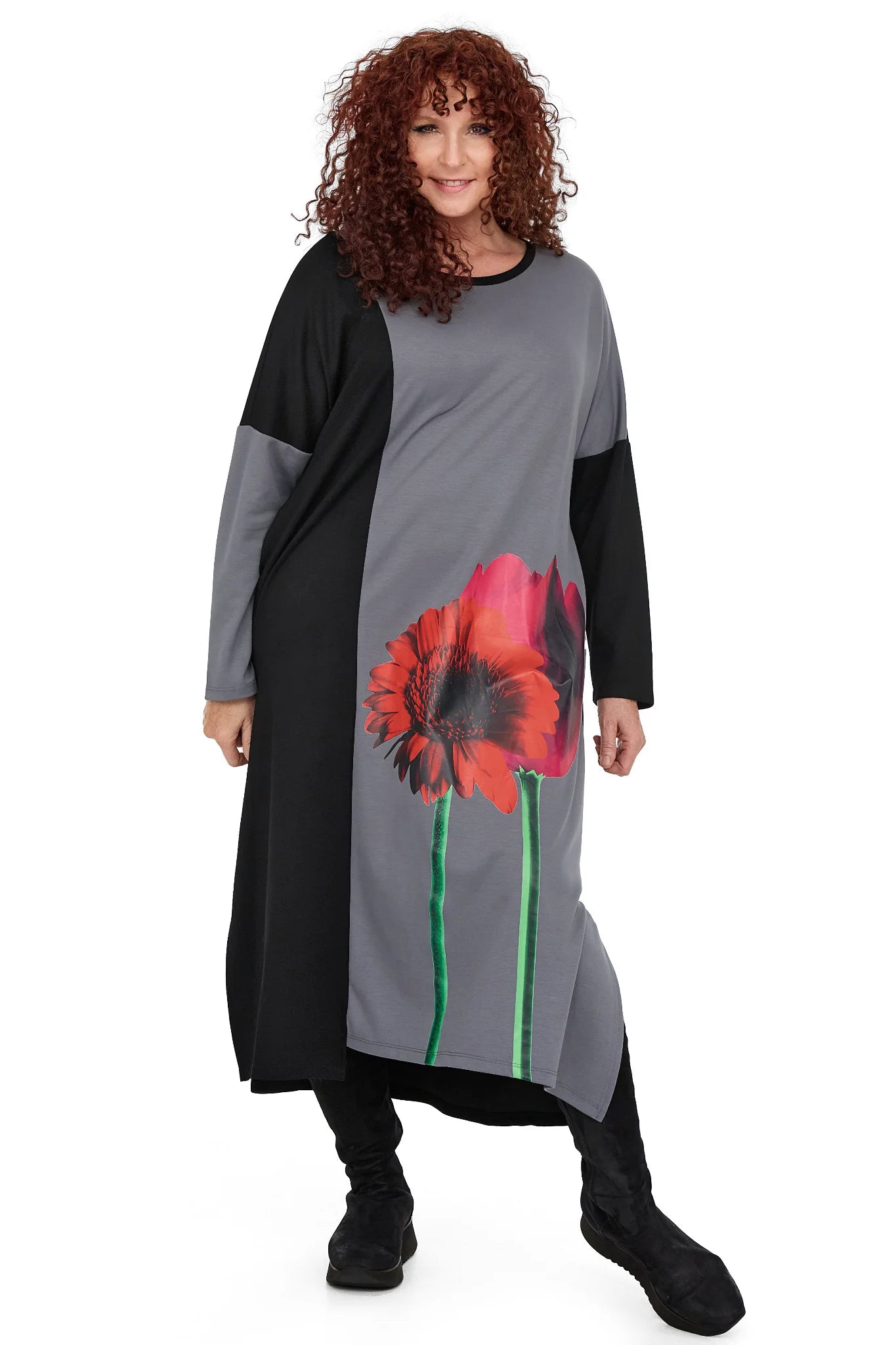  A-Form Kleid von Frenzi aus Viskose, F1007, Schwarz, Schick, Modern, Bequem