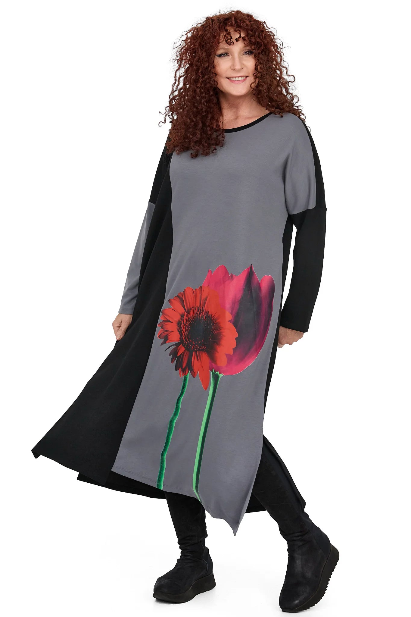  A-Form Kleid von Frenzi aus Viskose, F1007, Schwarz, Schick, Modern, Bequem