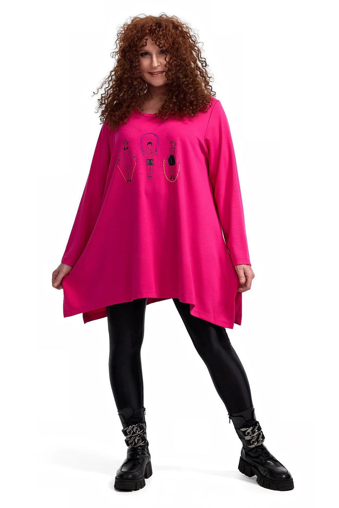  A-Form Shirt von Frenzi aus Viskose, F9013, Pink, Ausgefallen, Modern, Bequem