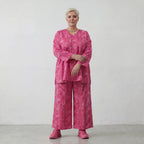 Fein gearbeitetes Oversize Lagenlook Shirt aus leichter Popeline Baumwolle mit Biesen, Fuchsia