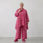 Lässig ausgestellte Glockenform Bluse aus feiner Popeline Baumwolle für ausgefallenen Lagenlook, Fuchsia