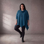Damen Shirt Lagenlook Baumwolle Petrol, A-Linie, Rollkragen, Oversize große Größen – Funky Diva