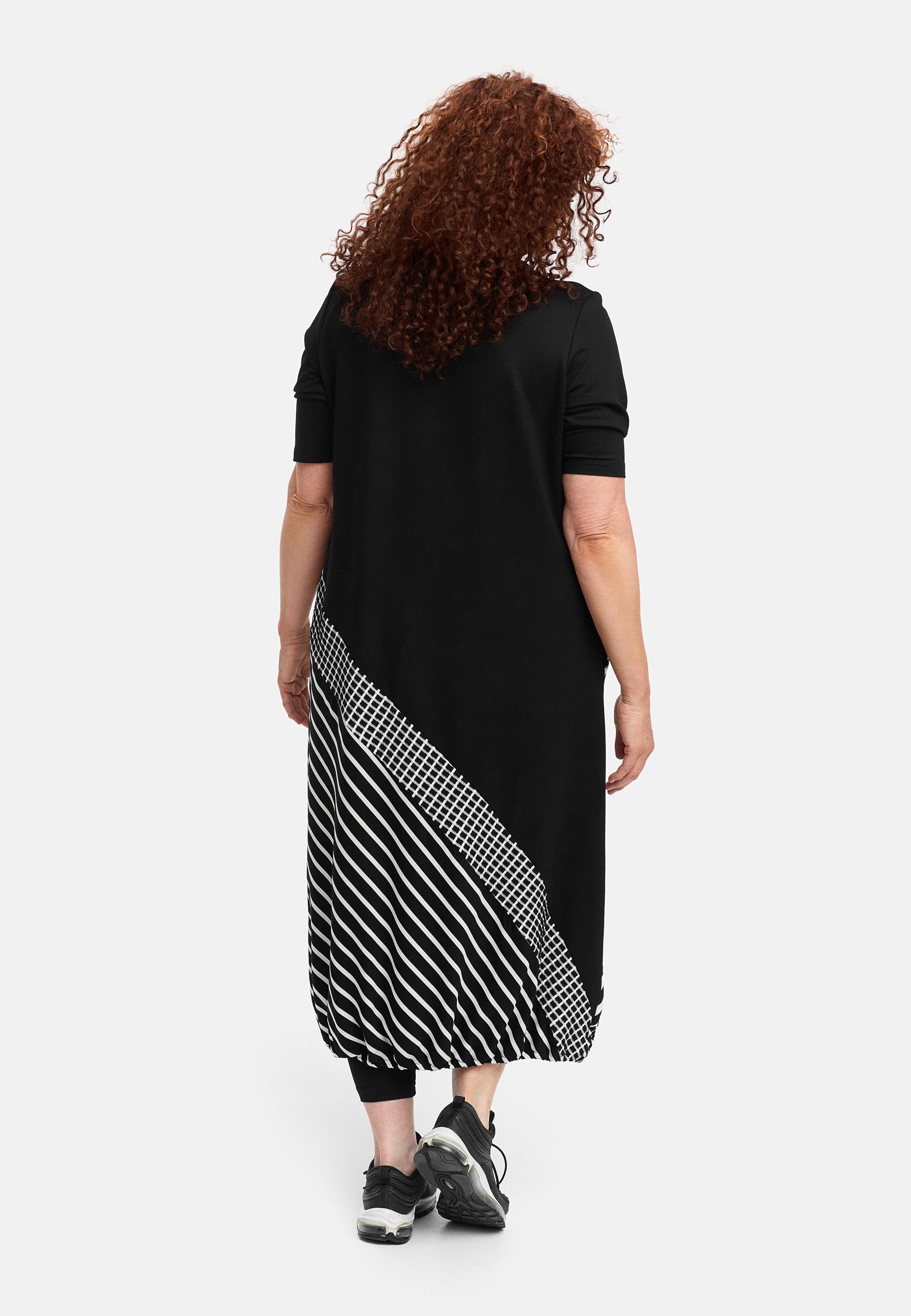  Do Your Best Kleid in gerader Form, aus Viskose, D927, Schwarz, Abstrakt, Schick, Modern