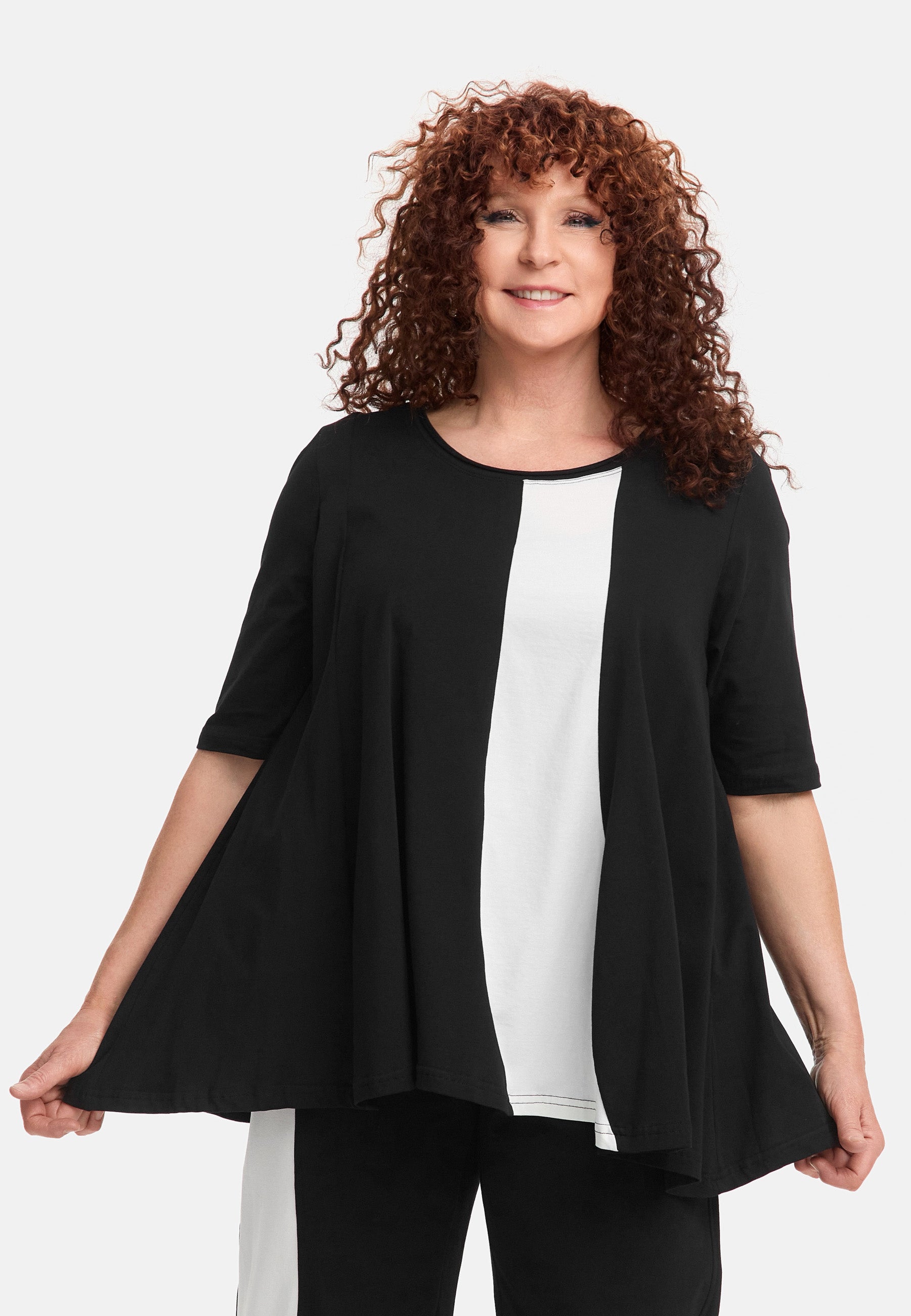 A-Form Shirt von Do Your Best aus Viskose, D924, Schwarz, Schick, Modern, Bequem, Schick