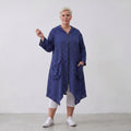 Zeitloser Oversize Lagenlook Mantel in DunkelblauWeiß Karo leger edel sommerlich weich