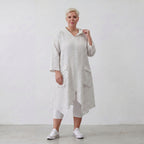 Zeitloser Oversize Lagenlook Mantel in WeißSchwarz Karo leger ausgefallen leicht luftig