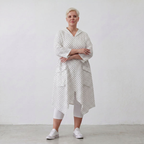 Zeitloser Oversize Lagenlook Mantel in WeißSchwarz Karo leger ausgefallen leicht luftig