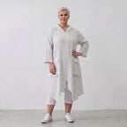 Zeitloser Oversize Lagenlook Mantel in WeißSchwarz Karo leger ausgefallen leicht luftig