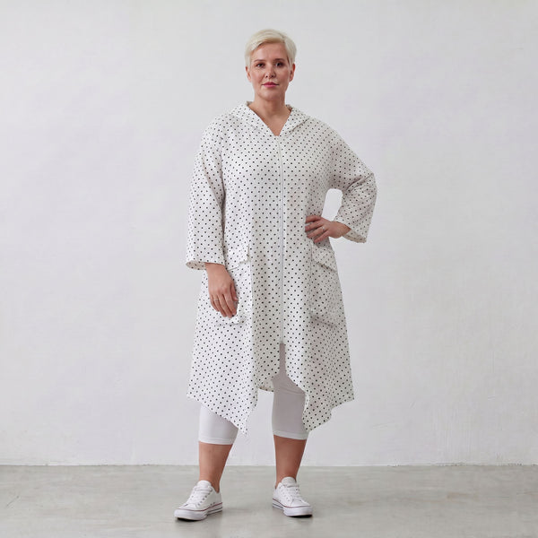 Zeitloser Oversize Lagenlook Mantel in WeißSchwarz Karo leger ausgefallen leicht luftig