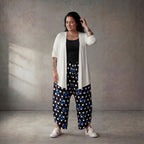 Zeitlose Lagenlook Oversize Balloonhose in Schwarz Weiß Blau leger sehr stilvoll Viskose