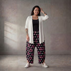 Moderne Ballonhose Schwarz Weiß Pink aus Viskose locker Oversize Lagenlook sehr stilvoll