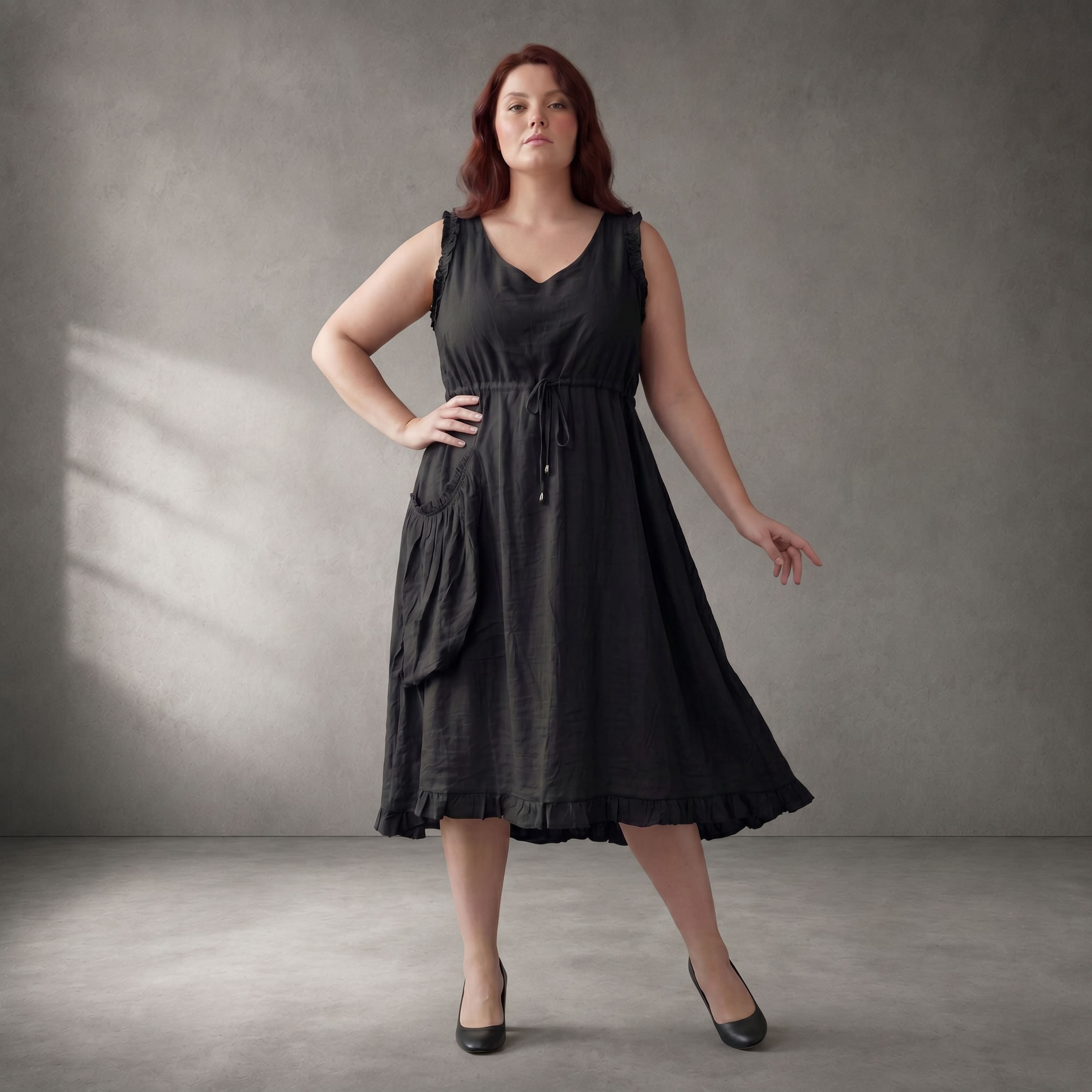 Tunika Schwarz im Lagenlook weich fliessend leger Oversize A-Linie zeitlos modern chic
