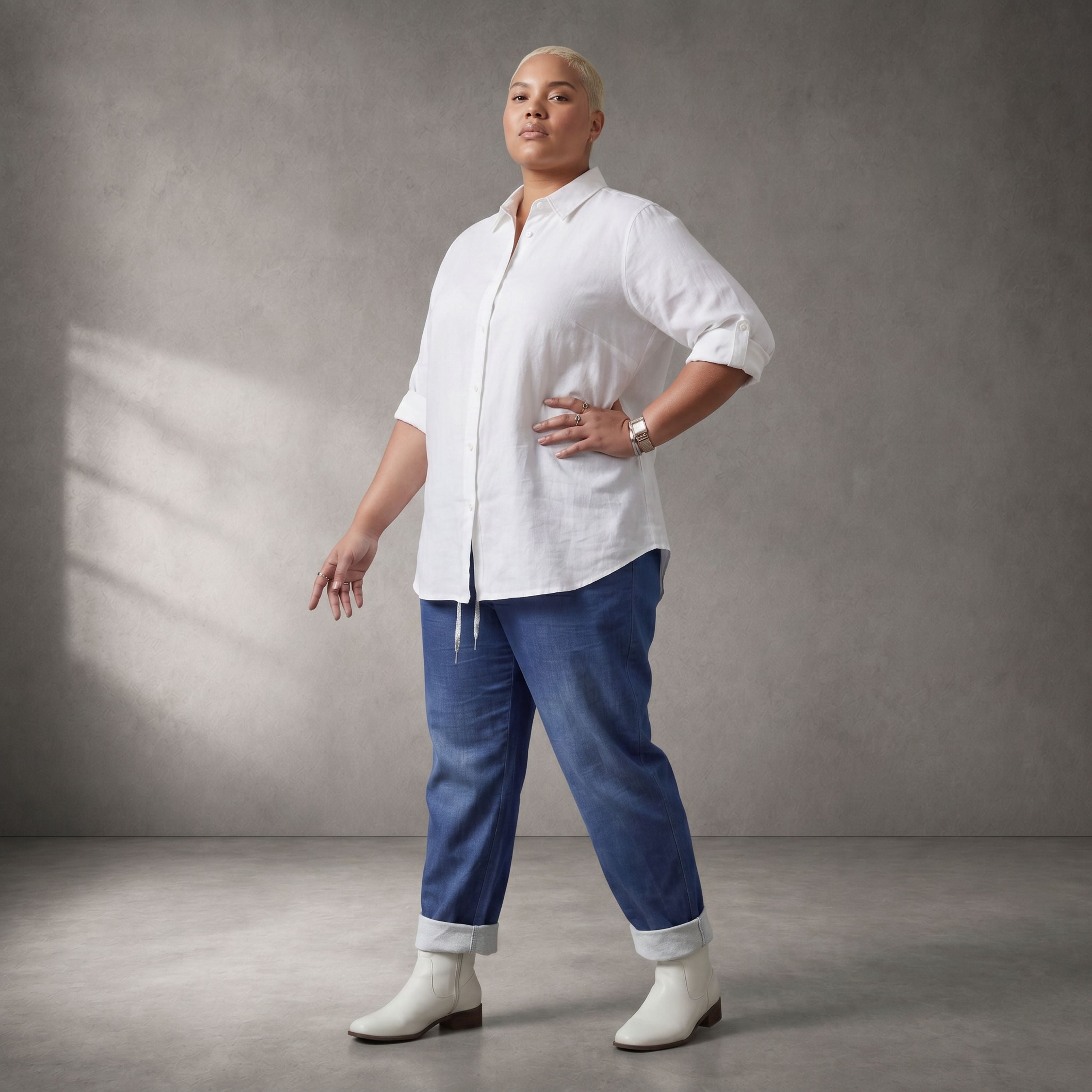 Legere blaue Karottenhose aus Baumwolle im Lagenlook weich elastisch zeitlos und bequem