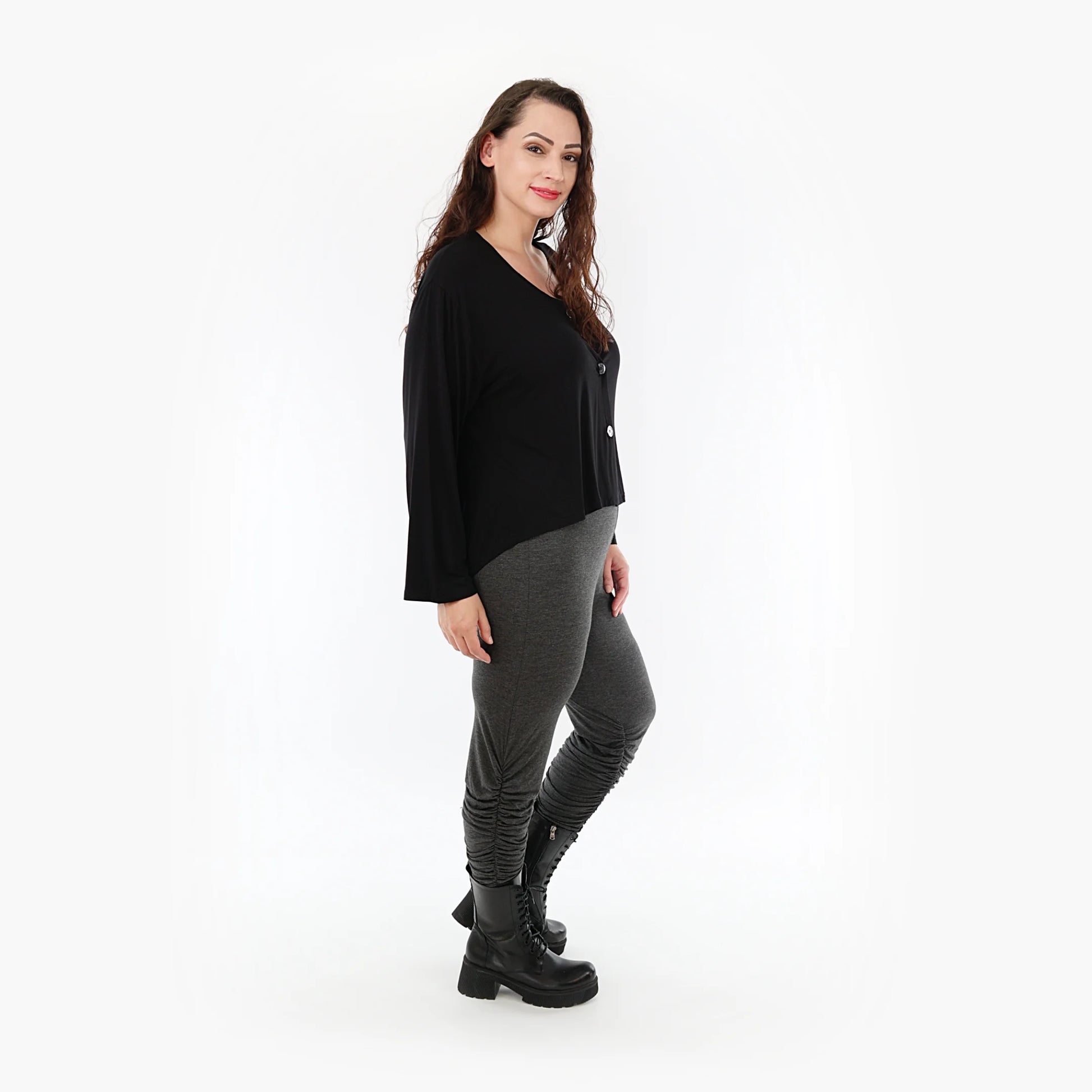  Geraffte Leggings von AKH Fashion aus Viskose, 1233.06580, Grau, Unifarben, Schick, Modern