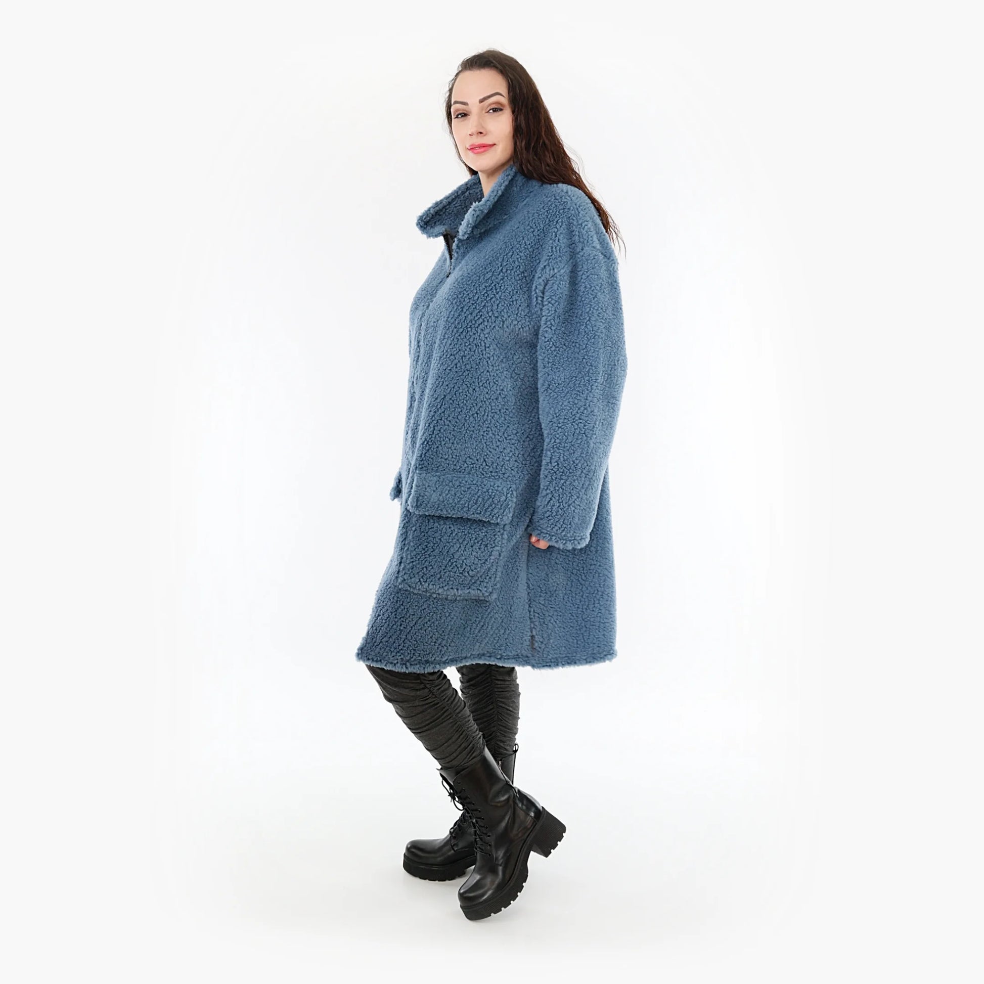  Stylische Jacke im eleganten Blau für kühle Herbst- und Wintertage mit praktischen Taschen