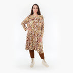  Ballonkleid von AKH Fashion aus Viskose, 1355.06698, Cognac-Rose-Weiß, Muster, Schick