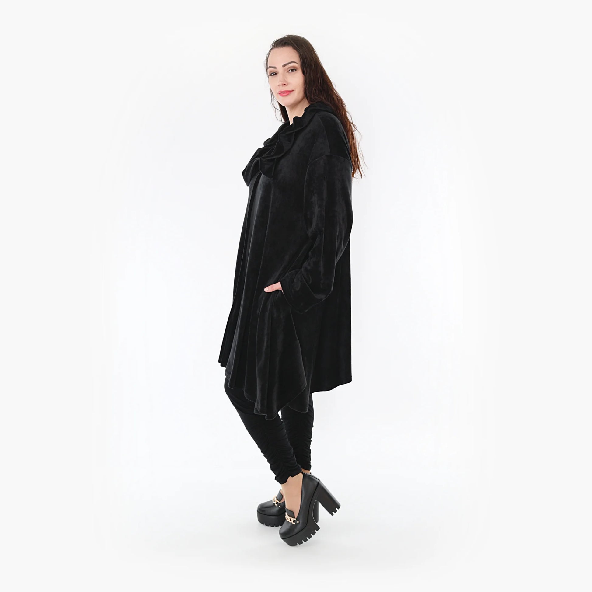  Jacke von AKH Fashion aus Polyester in gerundeter Form, 1368.05459, Schwarz, Ausgefallen