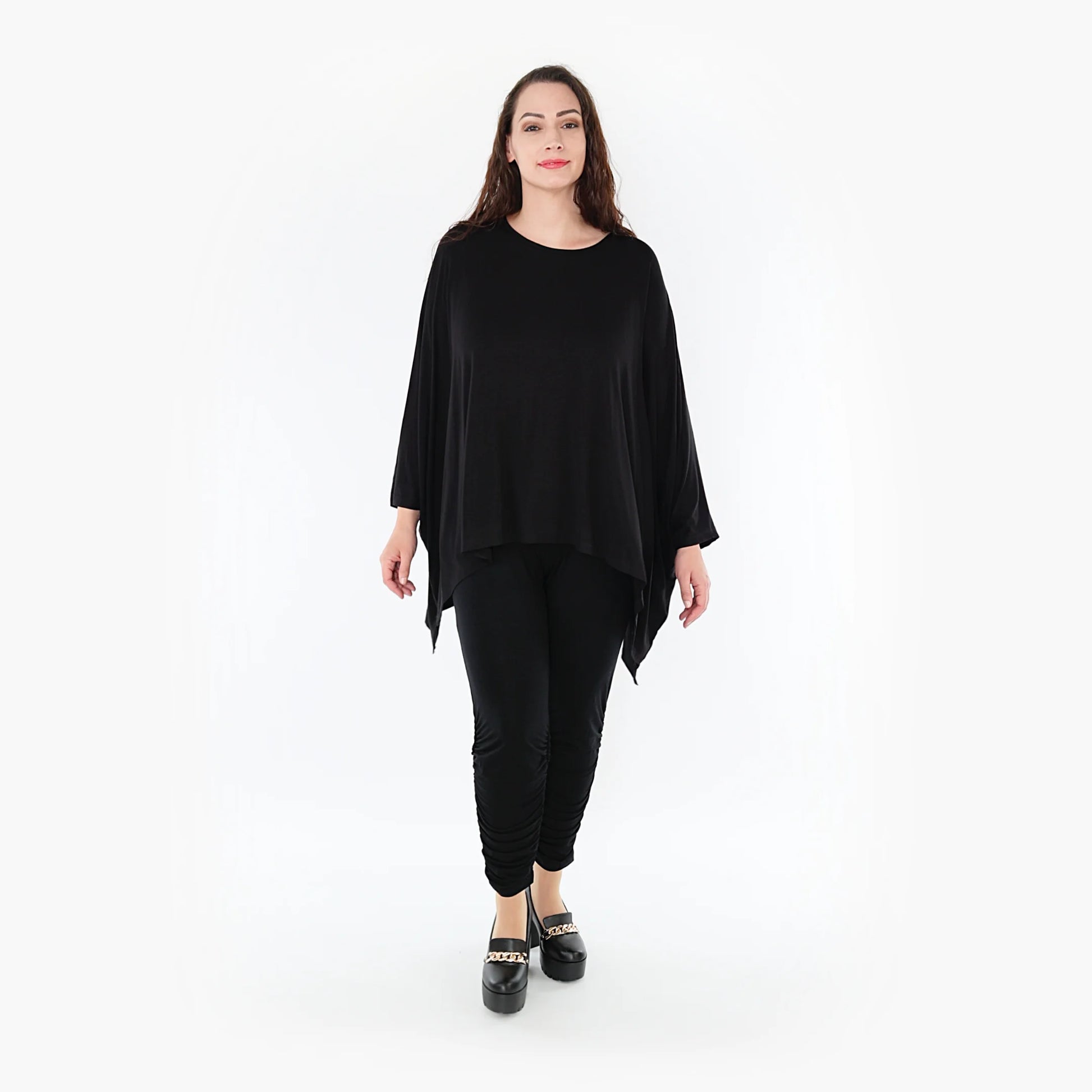  Bigshirt von AKH Fashion aus Bambus in kastiger Form, 1356.06307, Schwarz, Unifarben, Schick