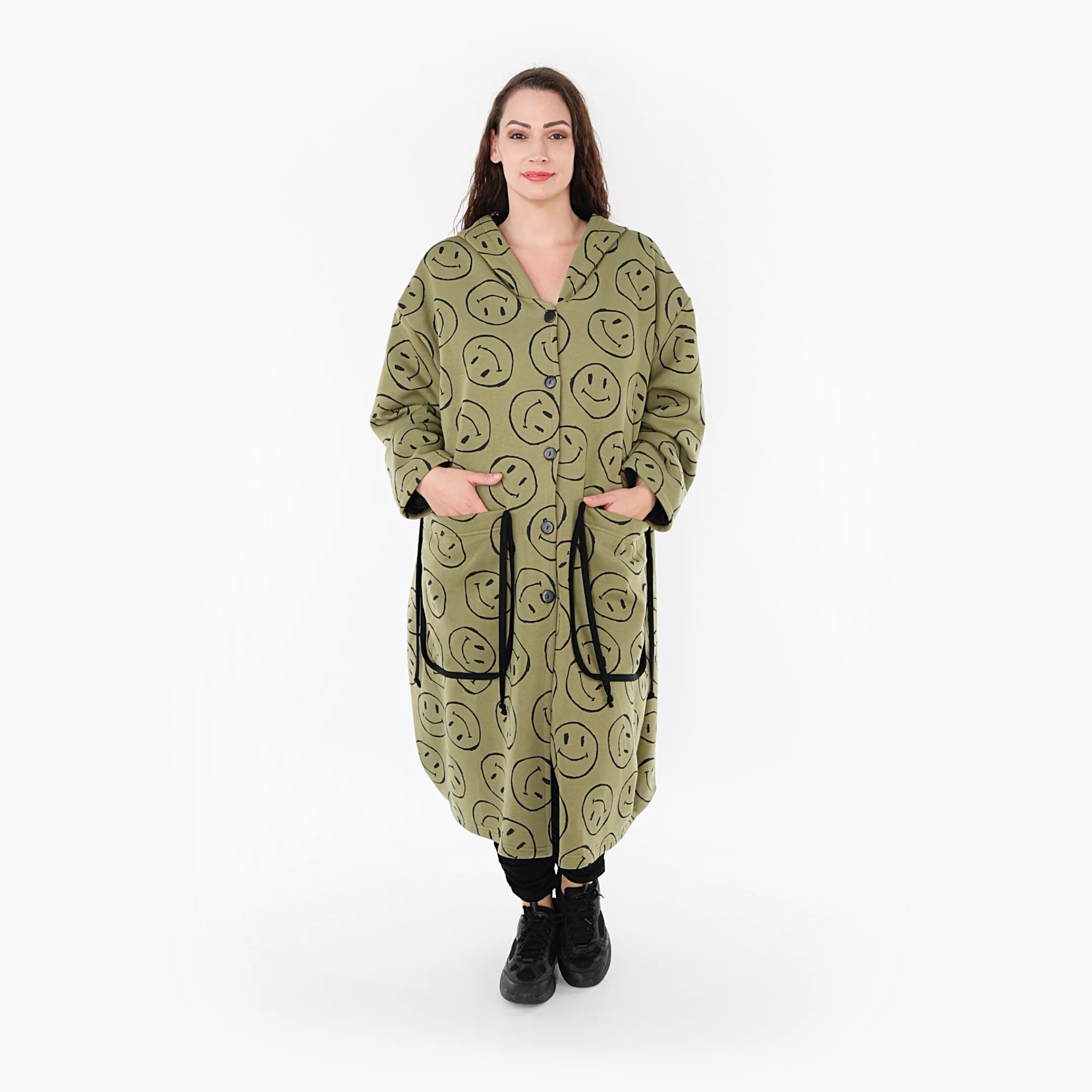  Ballonmantel von AKH Fashion aus Baumwolle, 1361.06986, Olive-Schwarz, Schick, Modern