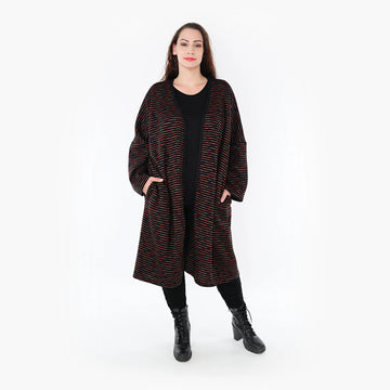  Legerer Oversize-Cardigan aus warmer Wollmischung in Schwarz, Grün und Rot für jeden Anlass