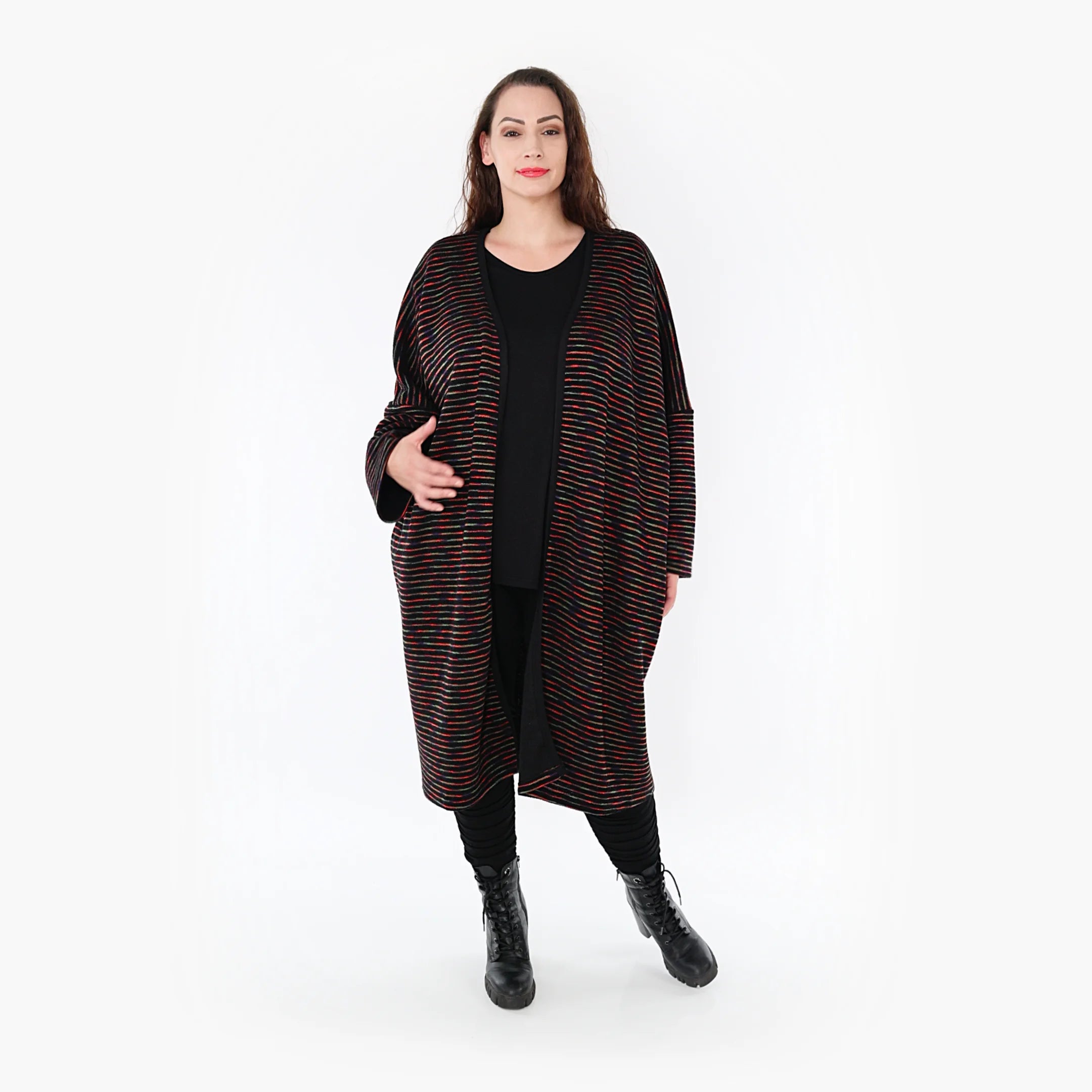  AKH Fashion Jacke in gerader Form, aus Baumwolle, 1367.06828, Schwarz-Grün-Rot, Schick