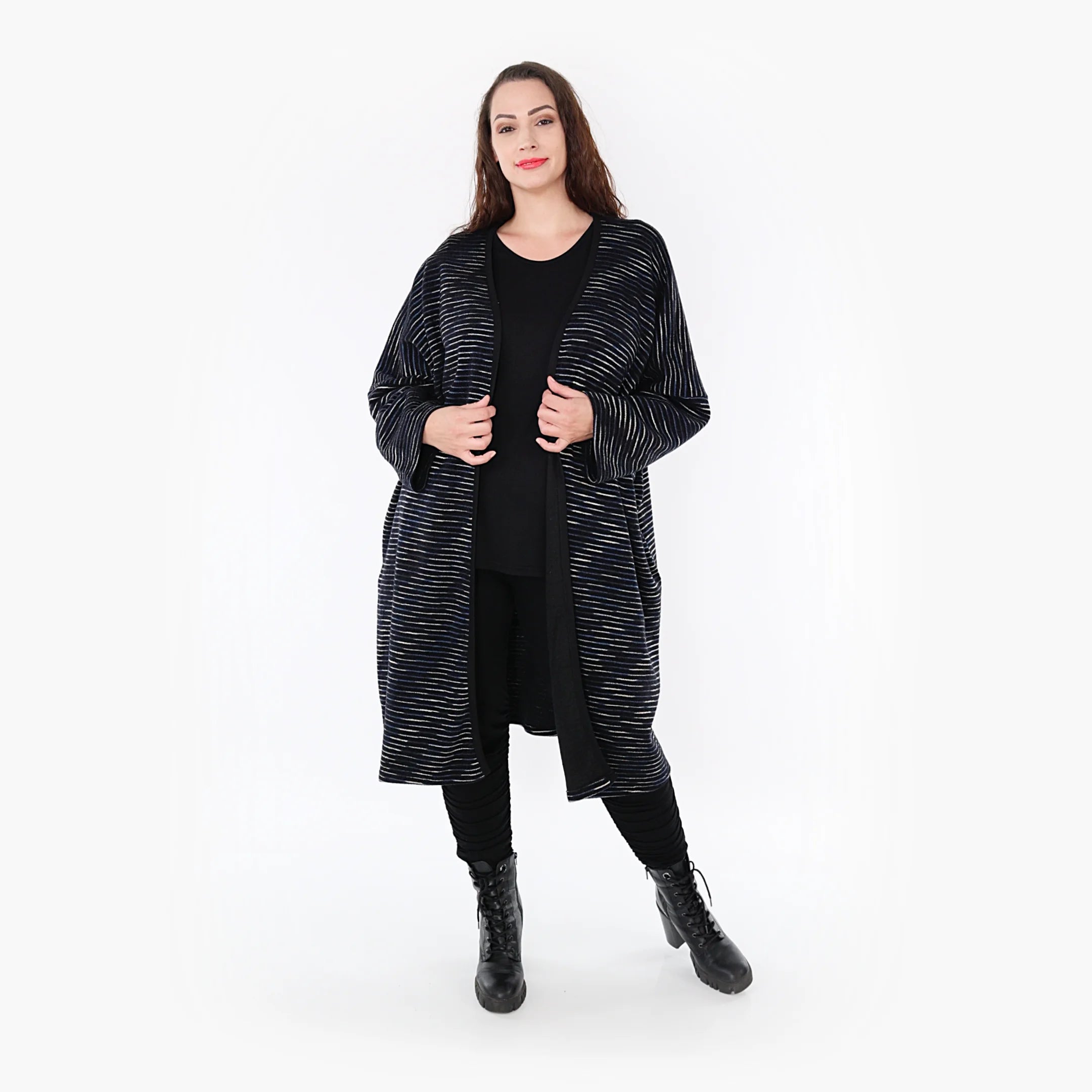  AKH Fashion Jacke in gerader Form, aus Baumwolle, 1367.06828, Schwarz-Blau-Weiß, Schick