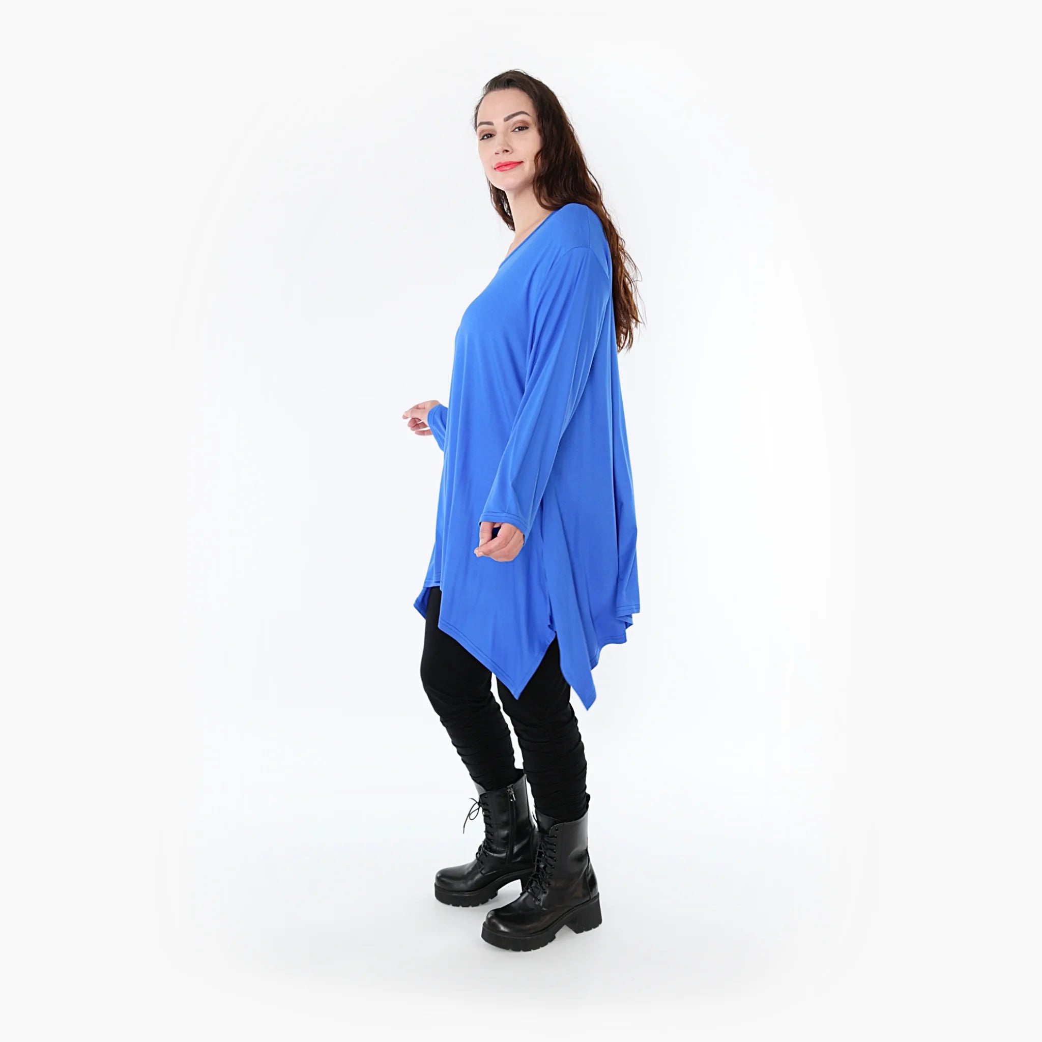  A-Form Shirt von AKH Fashion aus Viskose, 1233.1019L, Royalblau, Schick, Modern, Bequem