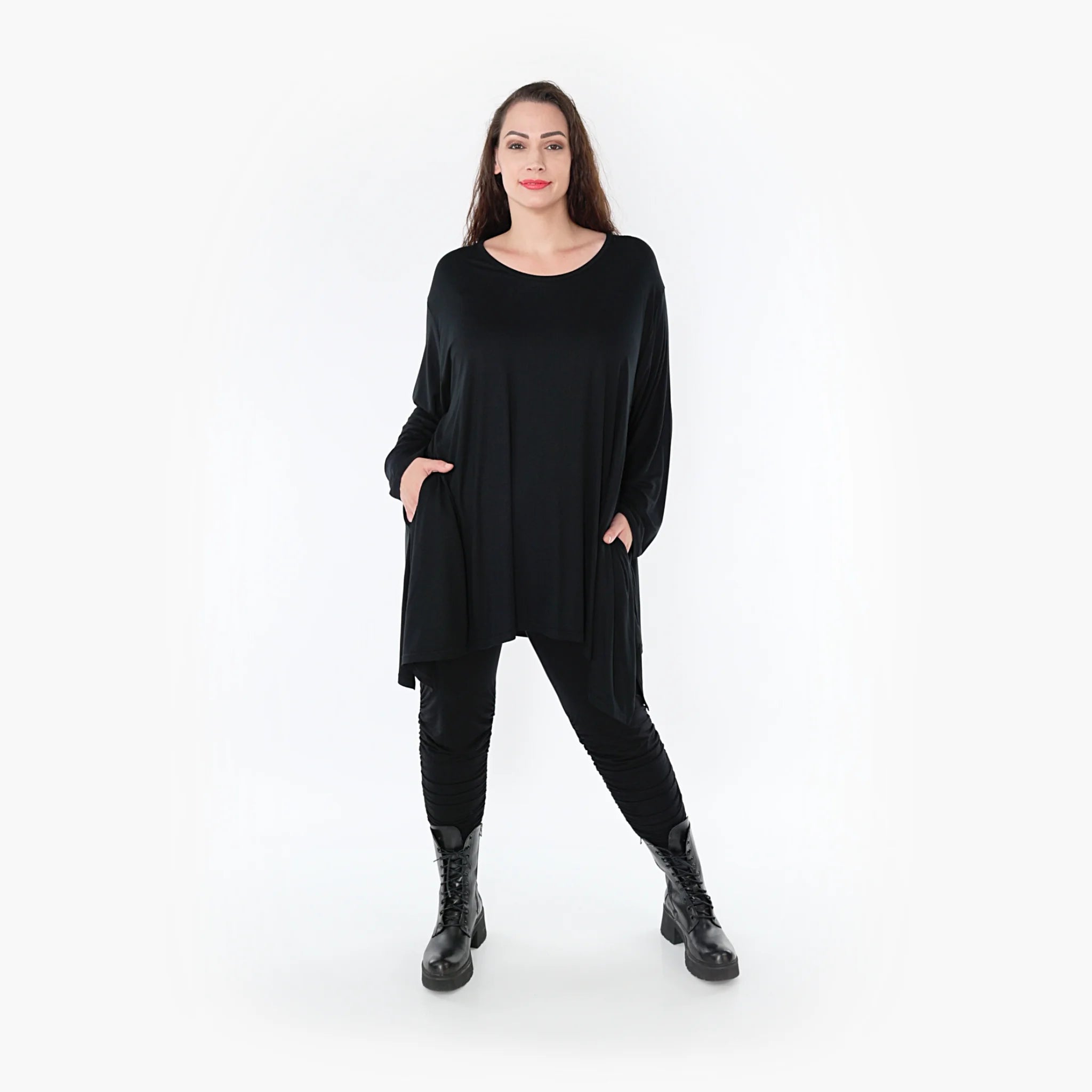  A-Form Shirt von AKH Fashion aus Viskose, 1233.1019L, Schwarz, Schick, Modern, Bequem
