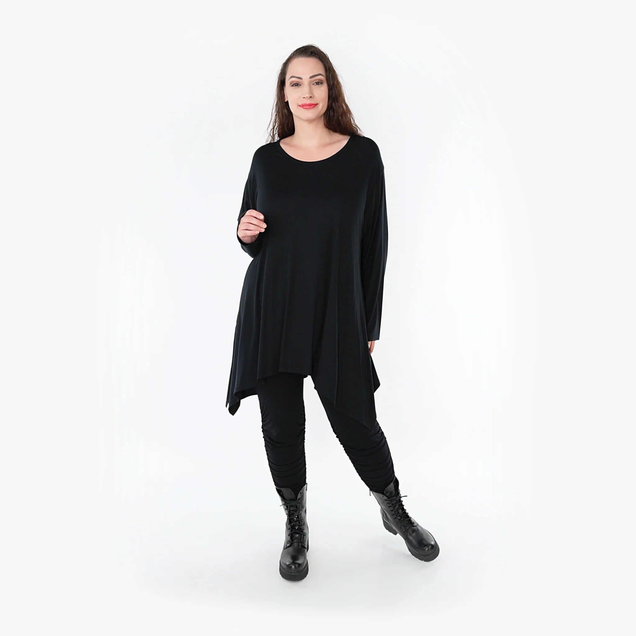  A-Form Shirt von AKH Fashion aus Viskose, 1233.1019L, Schwarz, Schick, Modern, Bequem