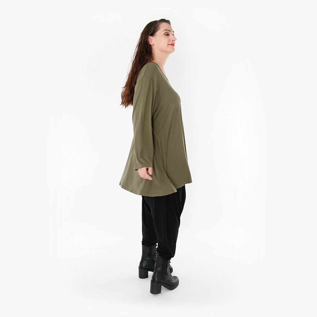  AKH Fashion Shirt in Glocken-Form, aus Viskose, 1233.1892L, Olive, Schick, Modern, Bequem