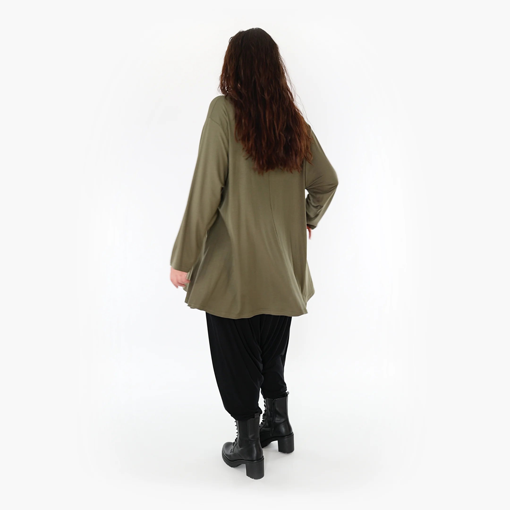  AKH Fashion Shirt in Glocken-Form, aus Viskose, 1233.1892L, Olive, Schick, Modern, Bequem