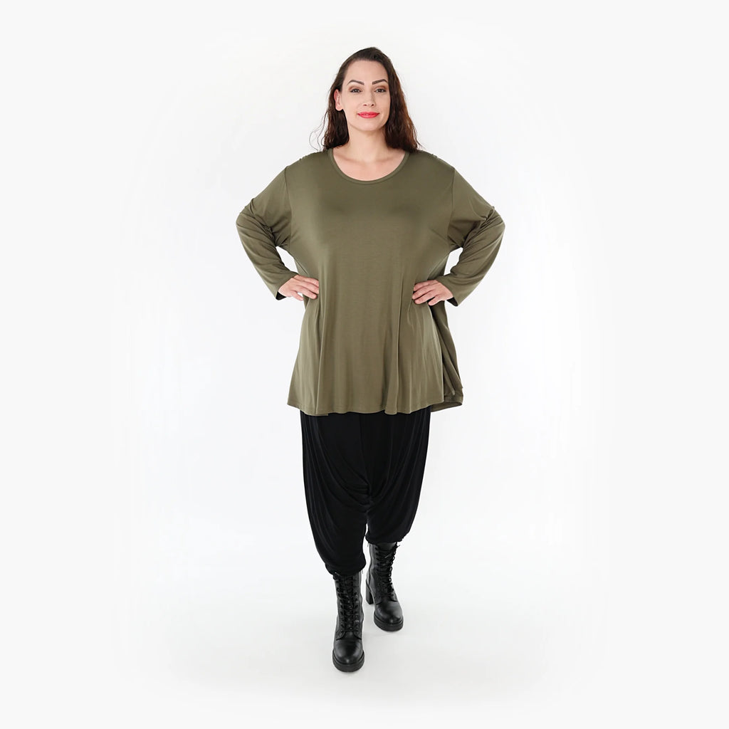  AKH Fashion Shirt in Glocken-Form, aus Viskose, 1233.1892L, Olive, Schick, Modern, Bequem