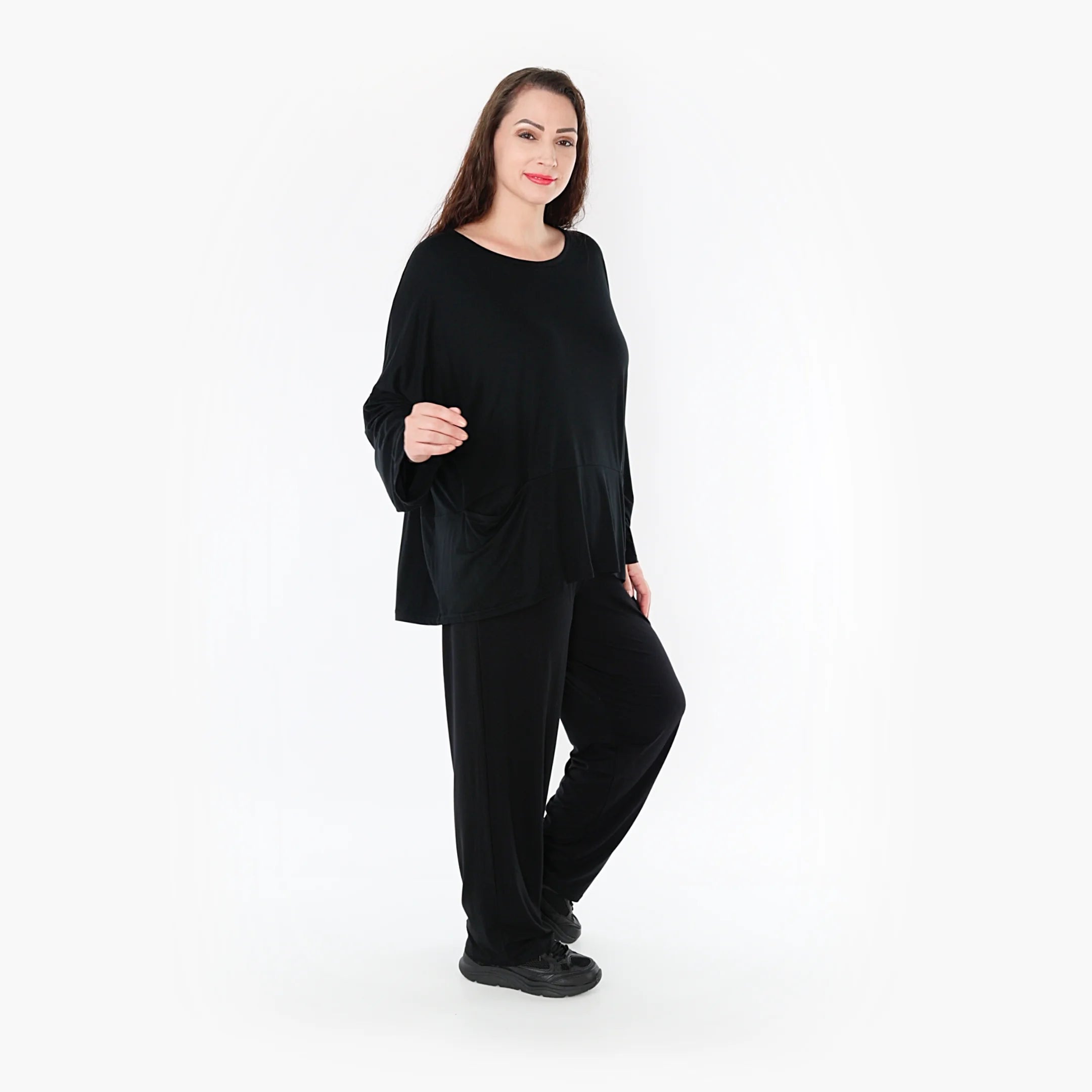  AKH Fashion Bigshirt in kastiger Form, aus Viskose, 1233.6888L, Schwarz, Schick, Modern