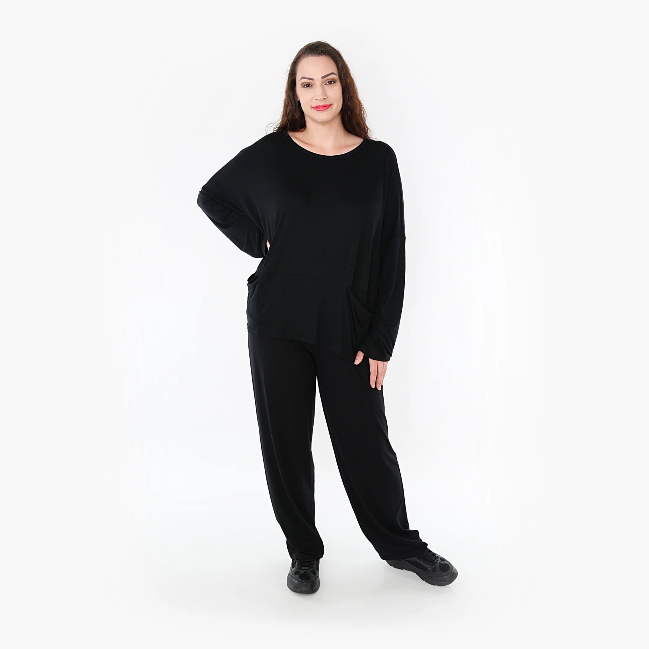  AKH Fashion Bigshirt in kastiger Form, aus Viskose, 1233.6888L, Schwarz, Schick, Modern