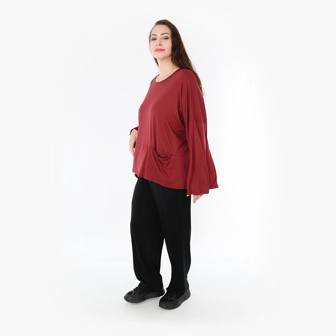  Bigshirt von AKH Fashion aus Viskose in kastiger Form, 1233.6888L, Burgundy, Schick, Modern