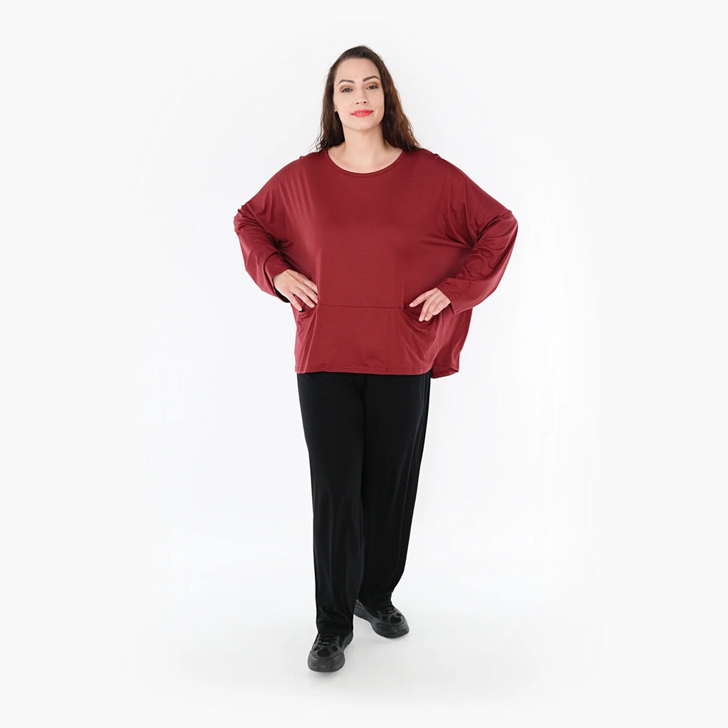  AKH Fashion Bigshirt in kastiger Form, aus Viskose, 1233.6888L, Burgundy, Schick, Modern