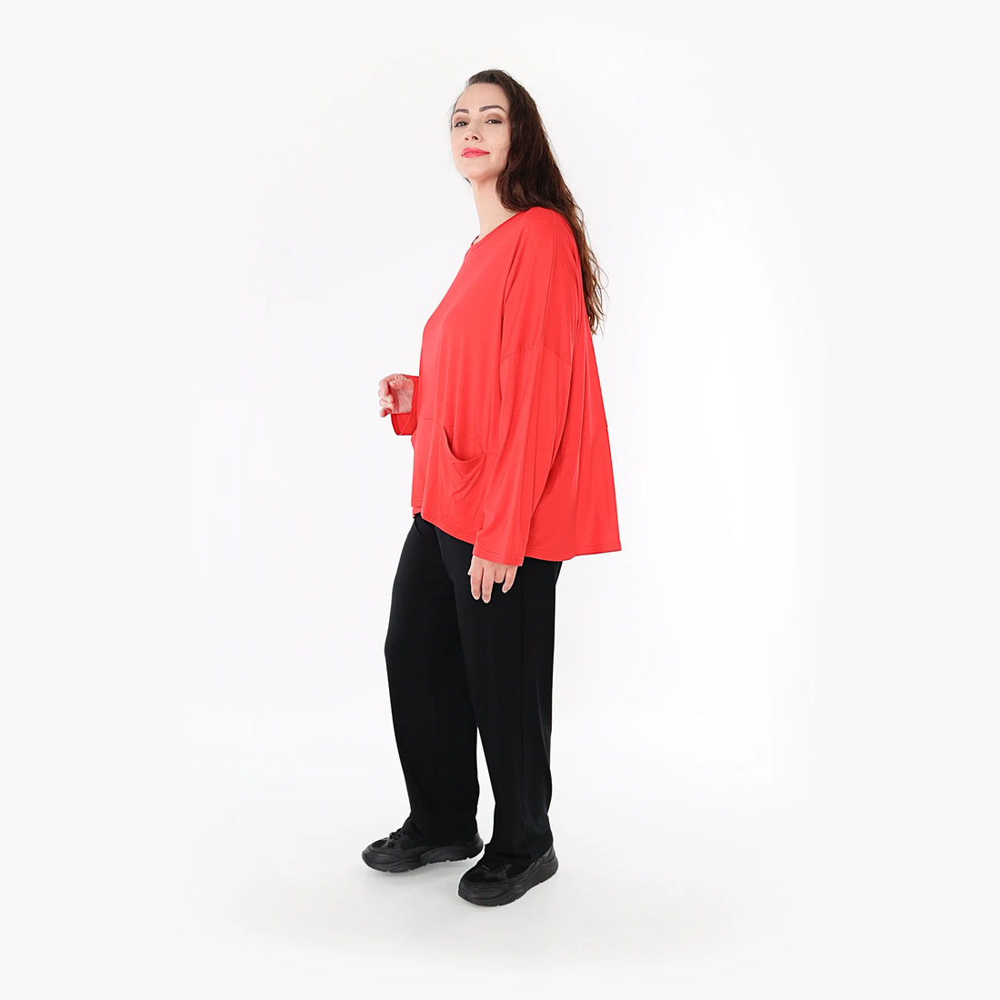  Bigshirt von AKH Fashion aus Viskose in kastiger Form, 1233.6888L, Rot, Unifarben, Schick