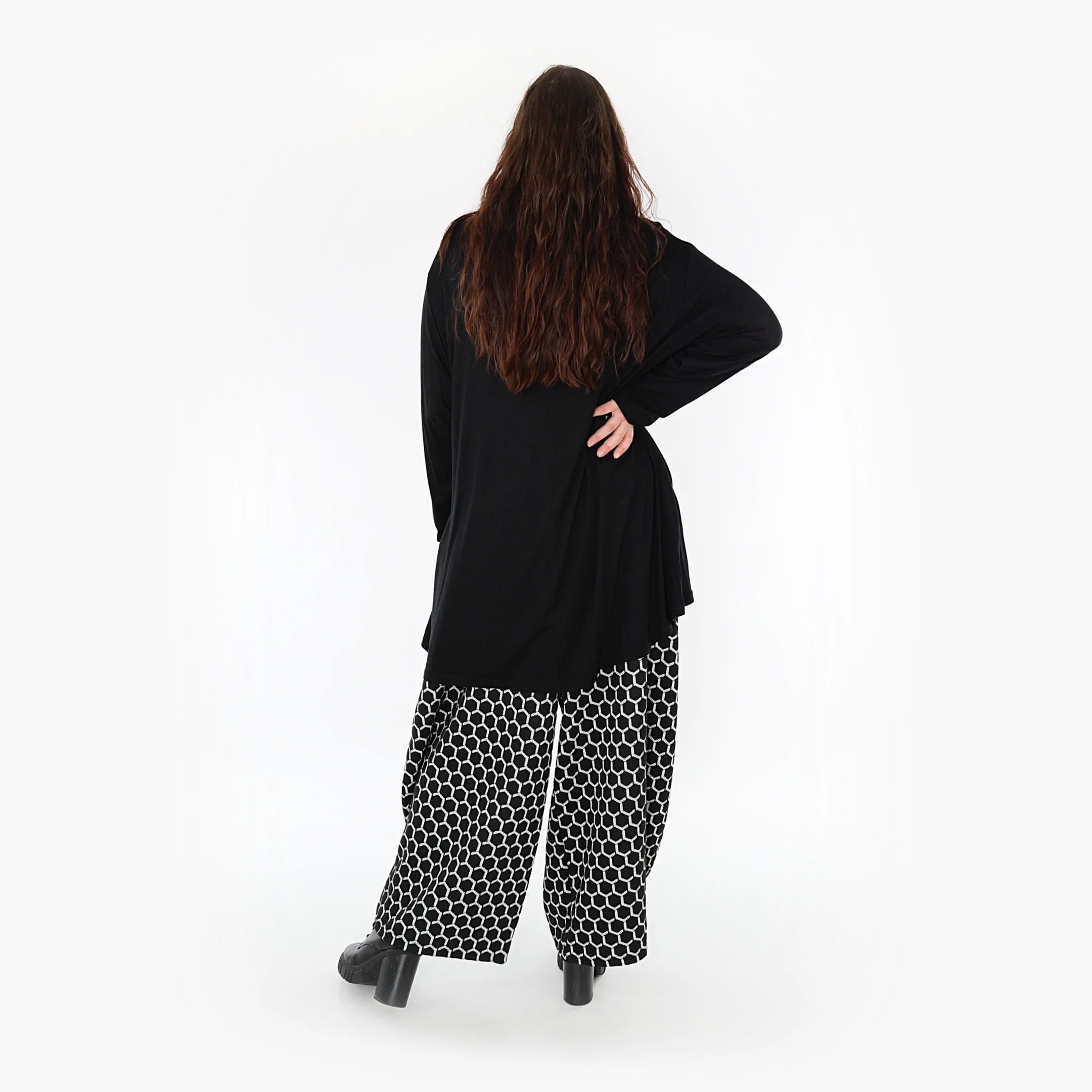  Ballonhose von AKH Fashion aus Materialmix, 1365.08069, Schwarz-Weiß, Raute, Schick