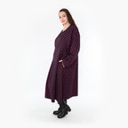  Ballonkleid von AKH Fashion aus Materialmix, 1365.06984, Schwarz-Fuchsia, Raute, Schick