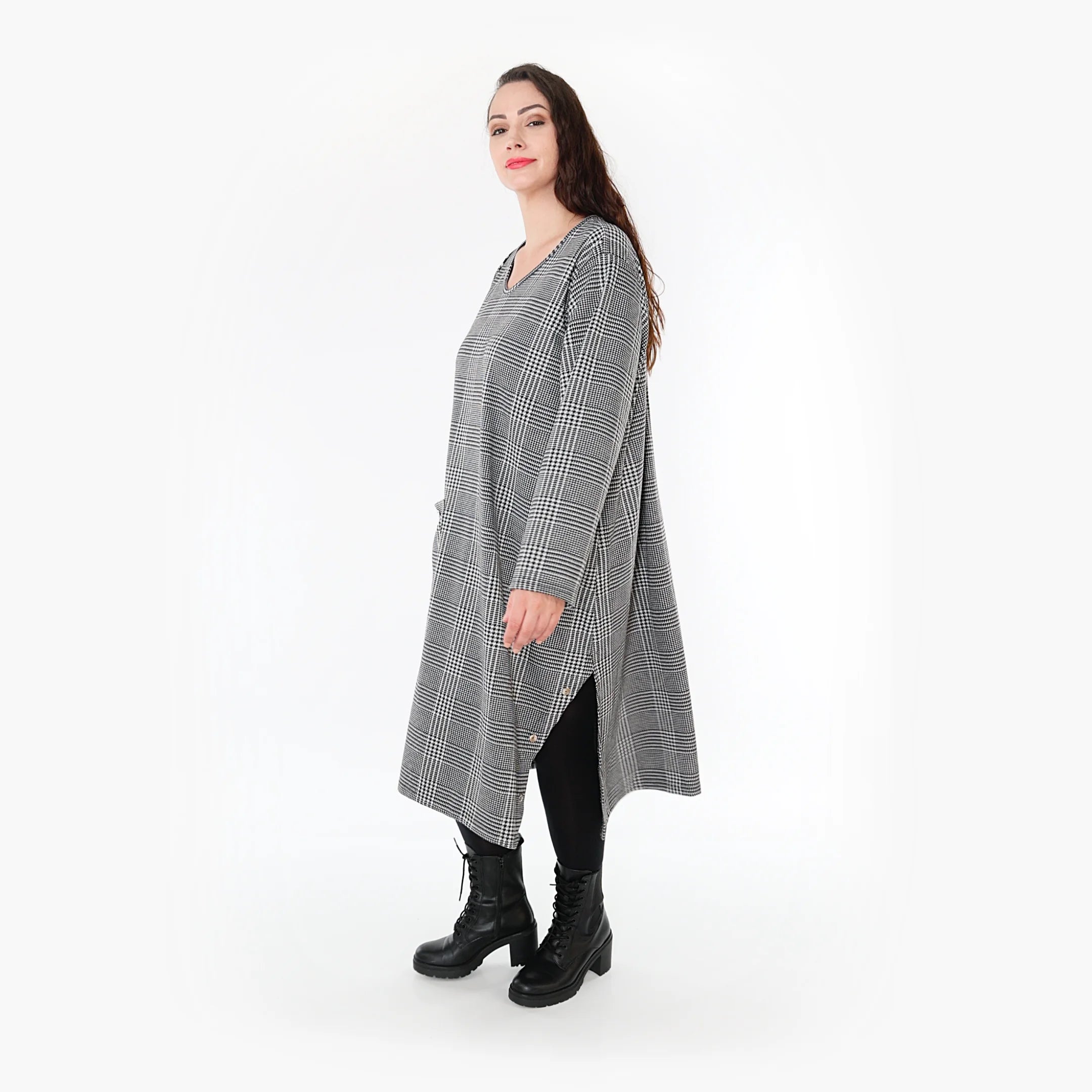  A-Form Kleid von AKH Fashion aus Materialmix, 1363.06982, Weiß-Schwarz, Schick, Modern